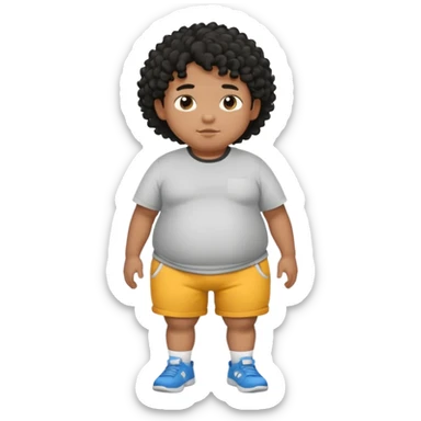 fat person emoji but make him brown skin and curly black hair make it a whole body image and the person is a boy who’s fat even fatter than this add belly rolls sticker