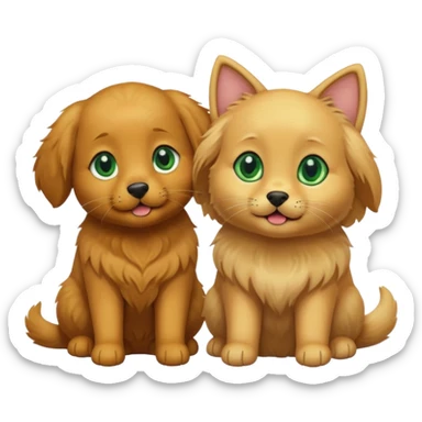 golden retriever and black cat with green eyes as couple sticker