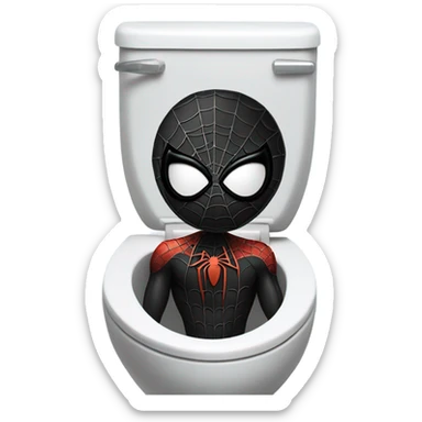 Black Spider- Man in a toilet sticker