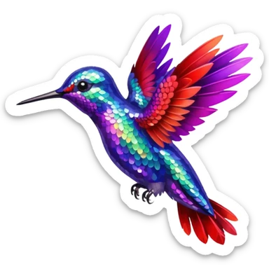 hummingbird with red and purple with glitter sticker