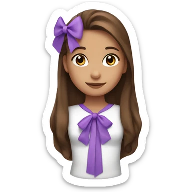 Cute girl named Salina with brown hair and a cute little purple bow sticker