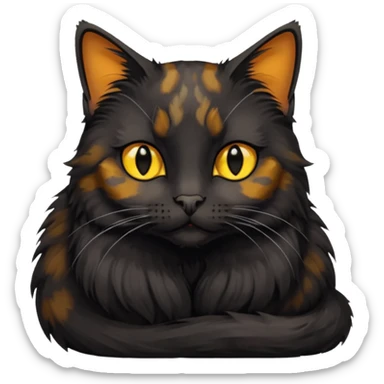 Tourtish black cat with yellow eyes loafing/sitting long and not fluffy sticker