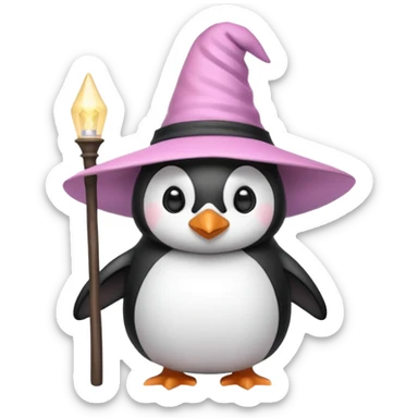 Penguin With Light Pink Witch Hat  sticker