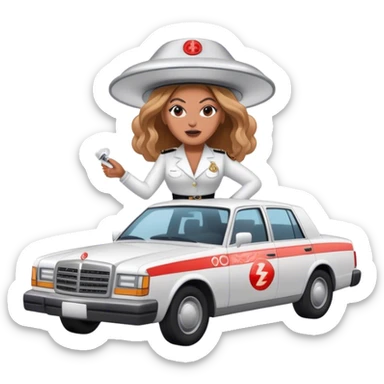 Beyoncé riding a smoke alarm as a car sticker