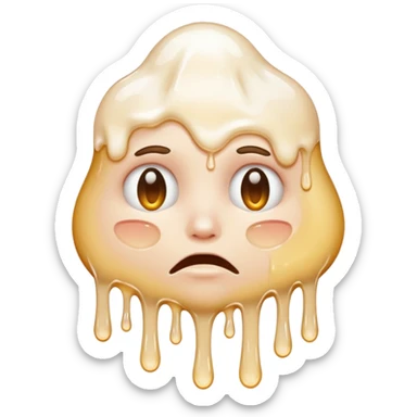 una faccina che si scioglie insinee a un liquido bianco sticker