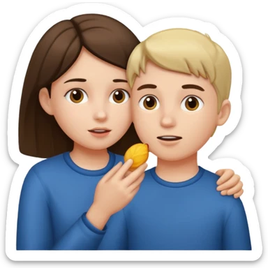 Girl giving boy head sticker