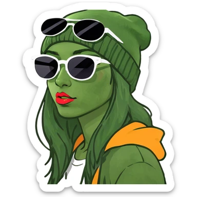 Girl with smeared makeup sticker