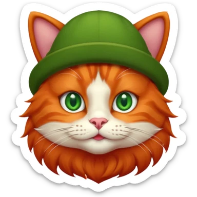 Red cat with hat sticker