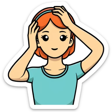 scared woman with her hands on her head sticker