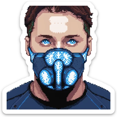 Pixelated blue VO2 max testing mouthpiece, simple design sticker