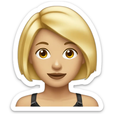 Blond lady with bob haircut with Pitbull dog sticker