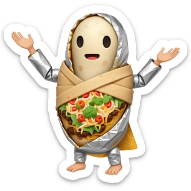 A burrito with arms and legs and no face sticker