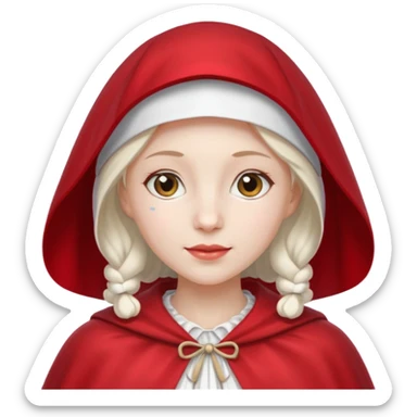 Handmaids tale Caucasian wearing white bonnet and red cape emoji sticker