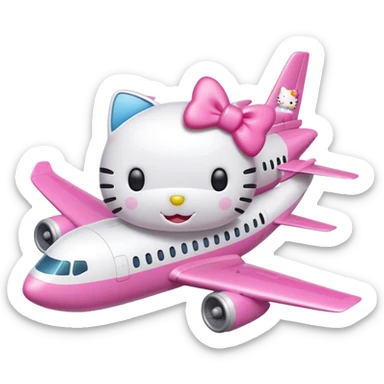 white hello kitty airplane  sticker