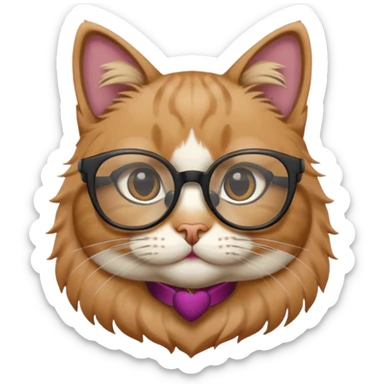 Cat wearing geekchic mood glasses, only face sticker