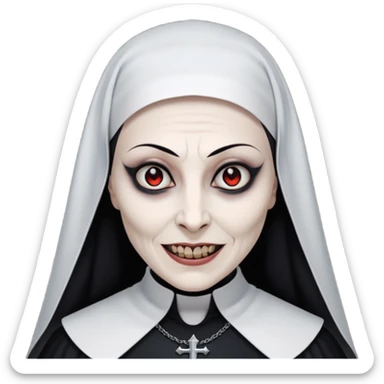 create an evil nun emoji based on valak from the conjuring sticker