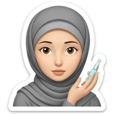 wanita berhijab abu-abu lagi skincare di muka sticker