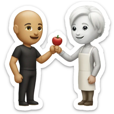 restaurant owner with white skin, and blogger with white skin, shaking hands in great detail sticker