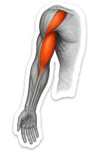 tricipite visto anatomicamente , illumina solo il tricipite, il resto fallo in bianco e nero sticker