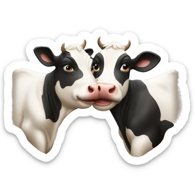two cow kiss each other sticker