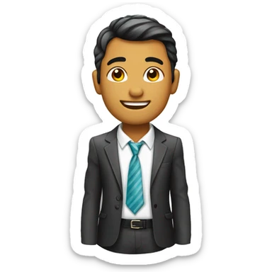 chico con corbata y chaleo reflectante sticker