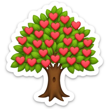 árbol con flores y corazones, celebrando el Día del Árbol sticker