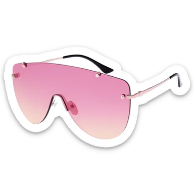 futuristic frameless shield sunglasses, pink tinted one-piece lens, Y2K fashion sticker