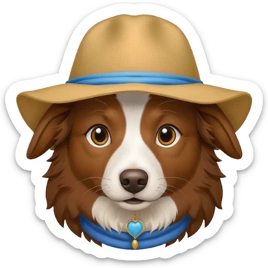 brown border collie with Uyghur hat sticker