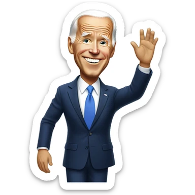 Biden waves his hand sticker