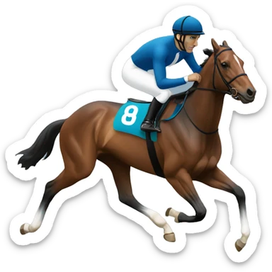 Jockey with blue jacket and white armbands sticker