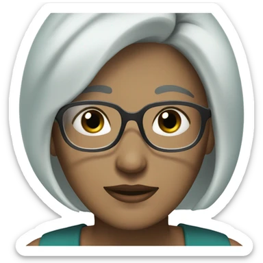 Woman with short gray hair, teal eyes and black rimed glasses  sticker