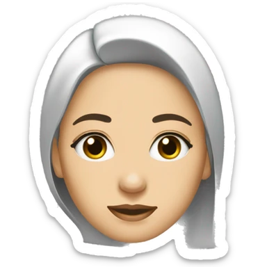 mujer medico de pelo suelto largo lacio color negro, ojos delineados negros sticker