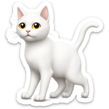 White cat walking  sticker