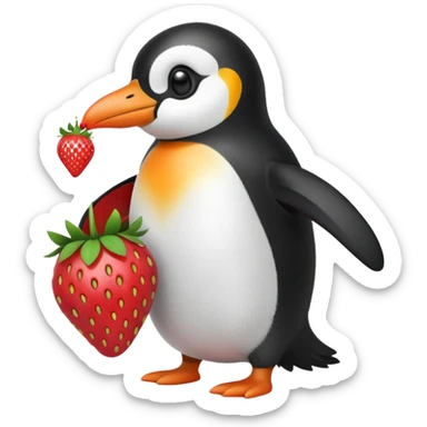 Penguin strawberry sticker
