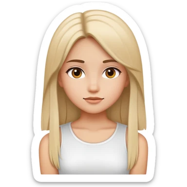 Girl with straight hair and white top sticker