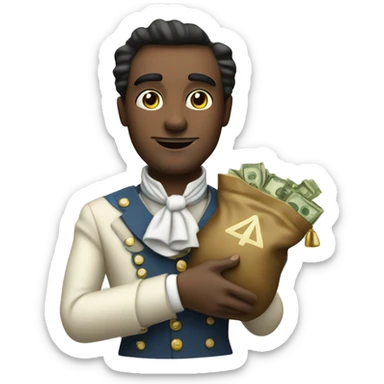 aristocrat with money bag in his hands sticker
