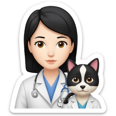 veterinaria cabello negro sticker