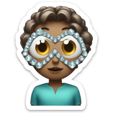 a living diamond with eyes shows a heart with its hands sticker