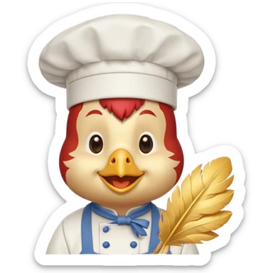 Gallina con ropa de chef con una cara de aprovacion sticker