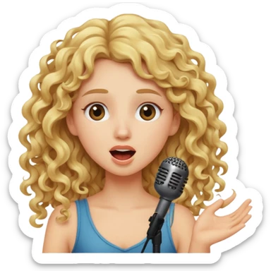 Long Curly blonde girl singing  sticker
