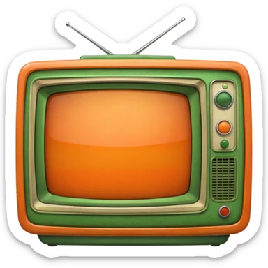 ancienne telévision orange et verte sticker