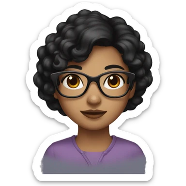 Lovely girl with brown skin and glasses and black hair and black eyes sticker