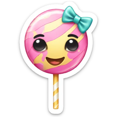 Kawaii pink lollipop with a bow with pearls sticker