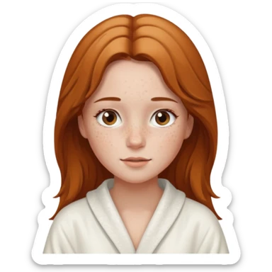 girl having facial wearing white robe, light brown coloour sticker