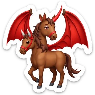 horse with horns and red bat wings sticker
