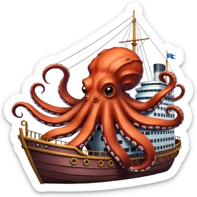 Kraken – Giant octopus with tentacles wrapping a ship sticker