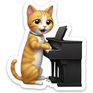 Cat playing piano sticker