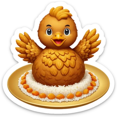 chicken dancing on top of rice (a chicken rice emoji) sticker