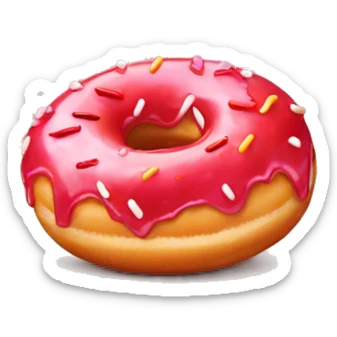 Glazed strawberry donut with sprinkles sticker