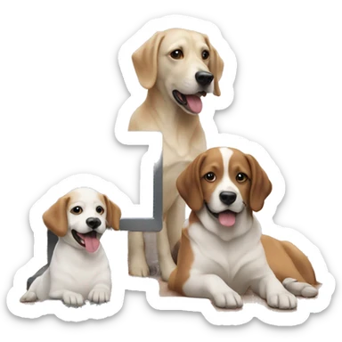 three computers and two dogs sticker